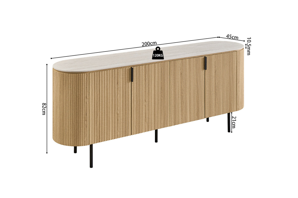 NEW - Dressoir 'Vigo' 200 cm Decor Eik Naturel Baroque Grijs (3c) - foto 8