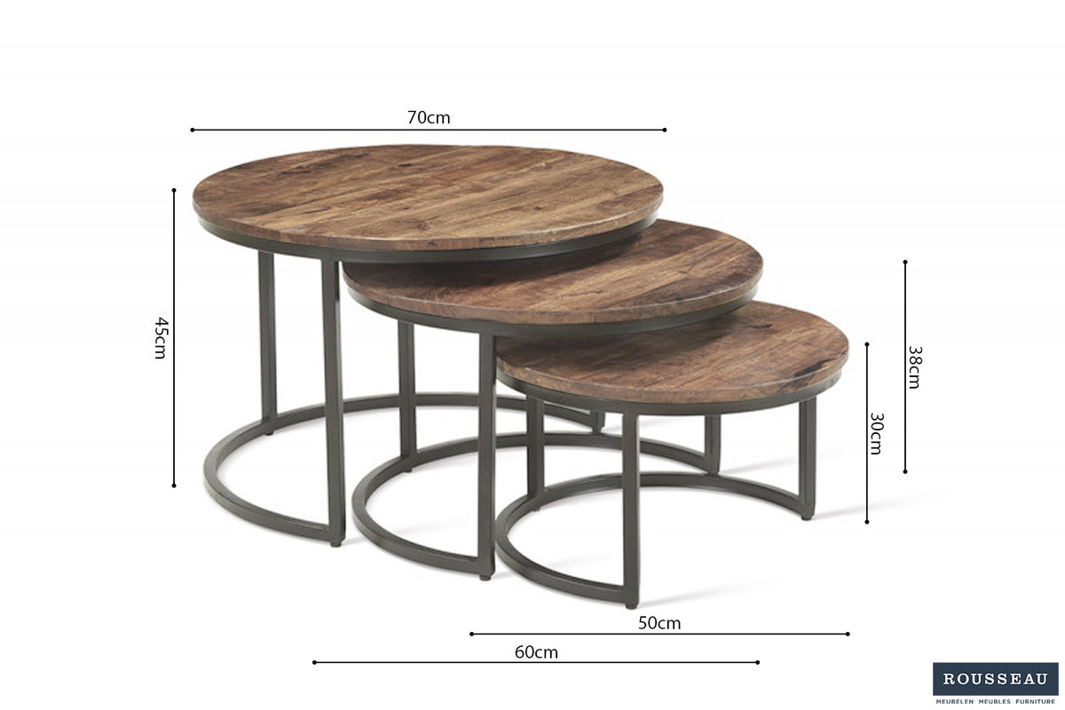 Salontafel 'Arnod' 3-delig Mango hout (1c) - foto 9