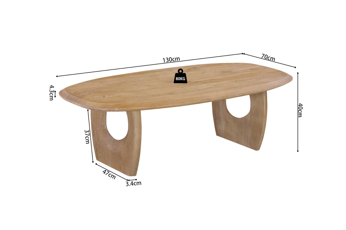 NEW - Salontafel 'Braga' Deens Ovaal Mango hout Amandel (1c) - foto 8