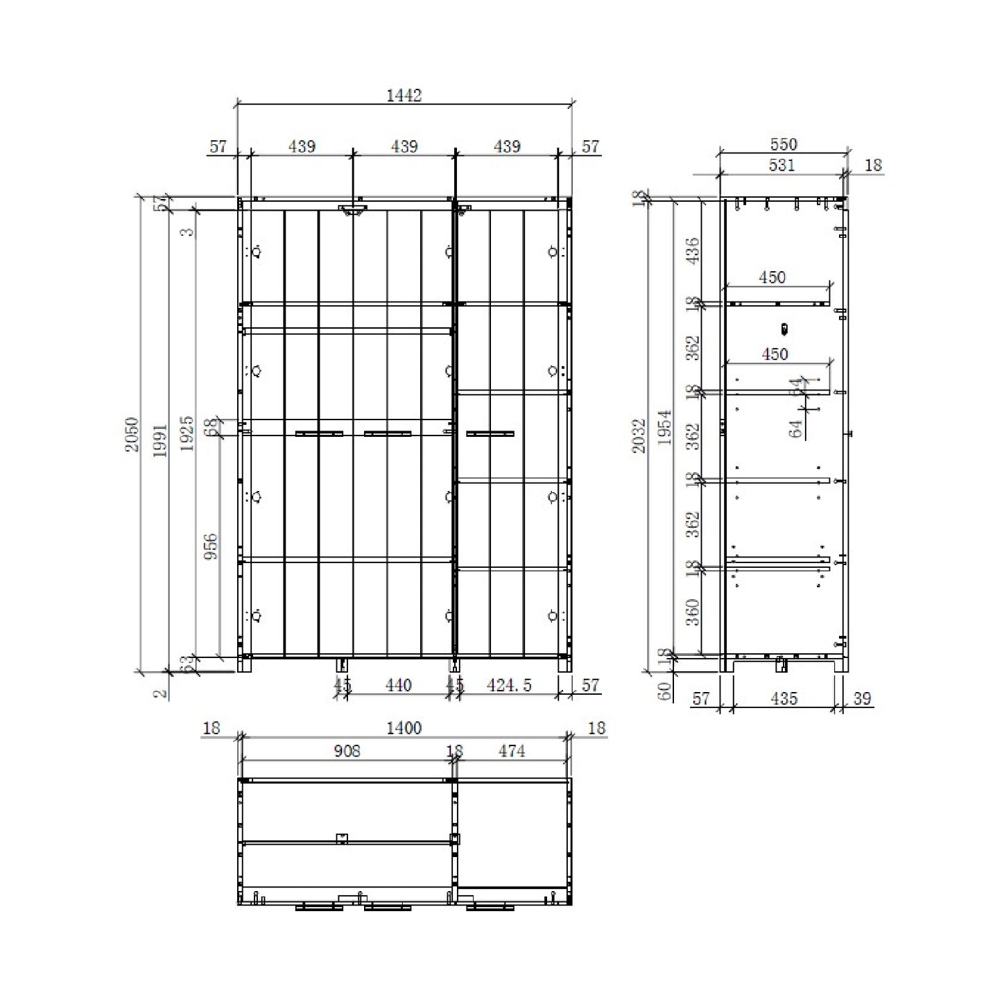 Kleerkast Avienna 3 deurs