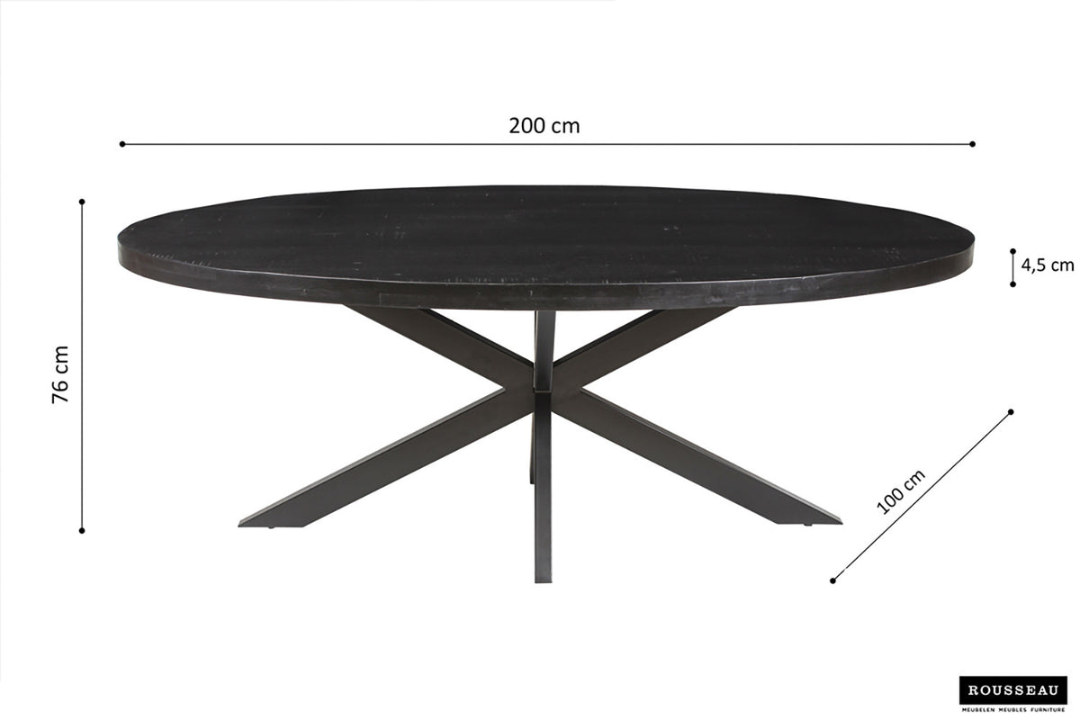 SALE - Tafel 'Alexa' 200 cm Ovaal Mango hout zwart (2c) - foto 5