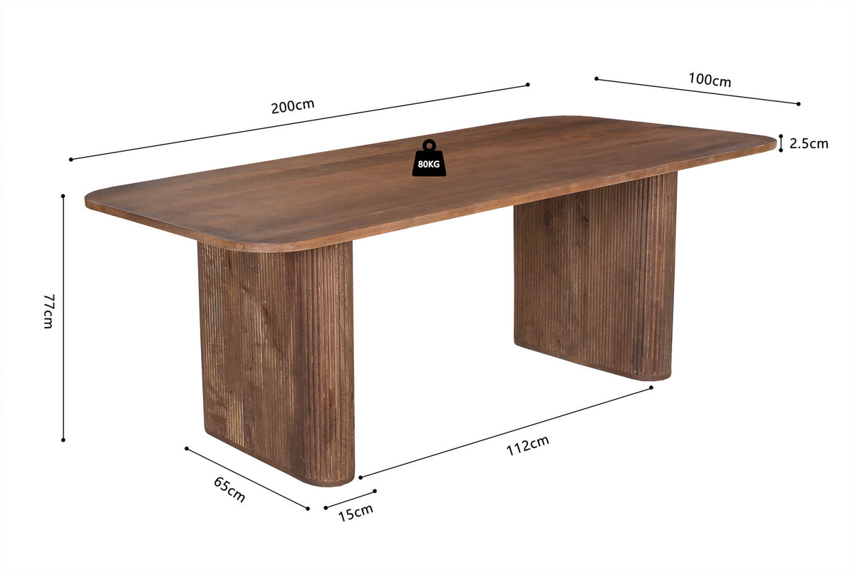 Tafel 'Jean' 200 cm Deens Ovaal Mango hout Lichtbruin (2c) - foto 8