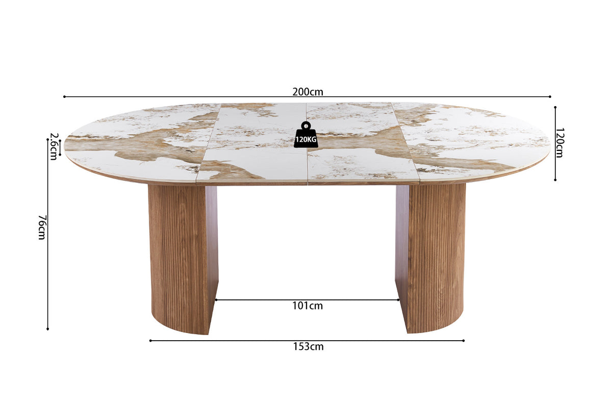 NEW - Uitschuifb. Tafel 'Evora' 120-160-200 cm Glanzend Steen Pandora (3c) - foto 12