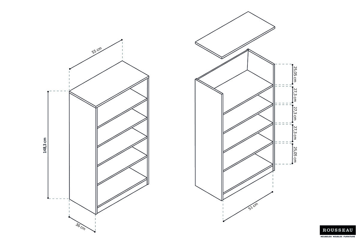 SALE - Boekenkast 'Space' 4 legplanken Sonoma (1c) - foto 7