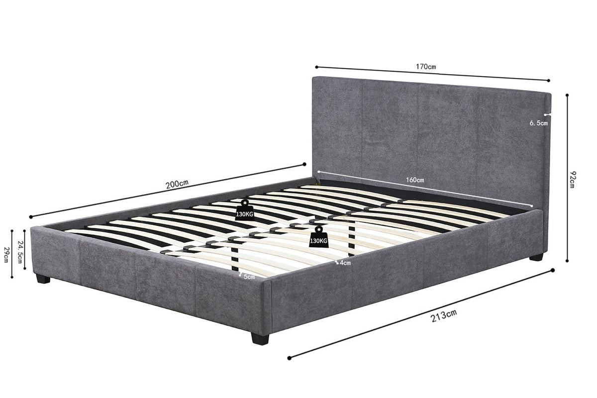 Bed 'Roma' 160x200 met lattenbodem Stof Grijs (2c) - foto 7