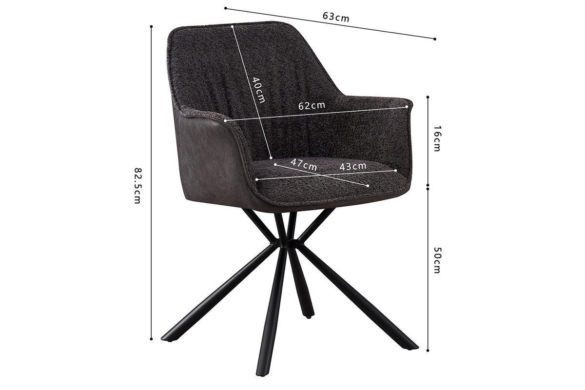 SALE - Stoel 'Lucie' Bouclé Grijs Rug PU Lichtgrijs (2/doos) - foto 9