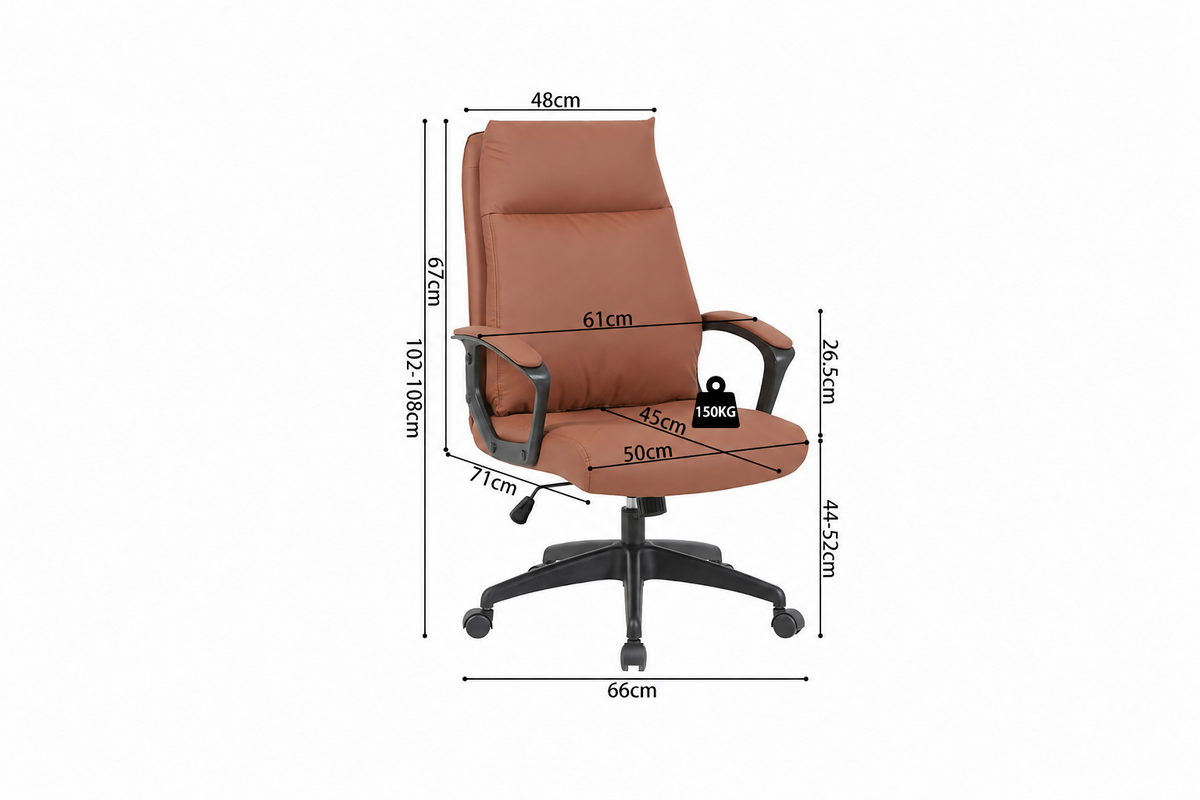 NEW - Bureaustoel 'Samuel' PU nylon Cognac (1c) - foto 11