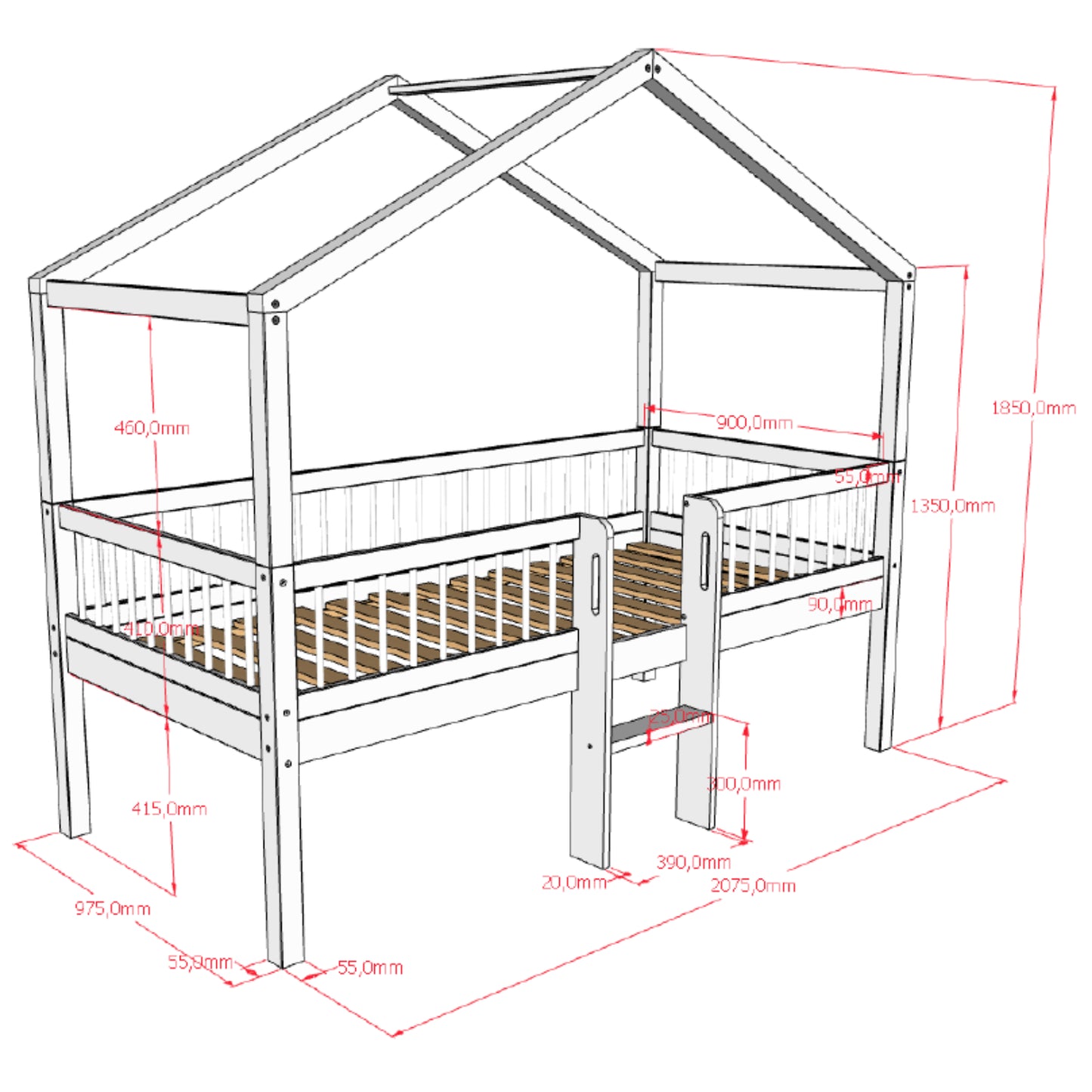 Huisbed met ladder Lovelle