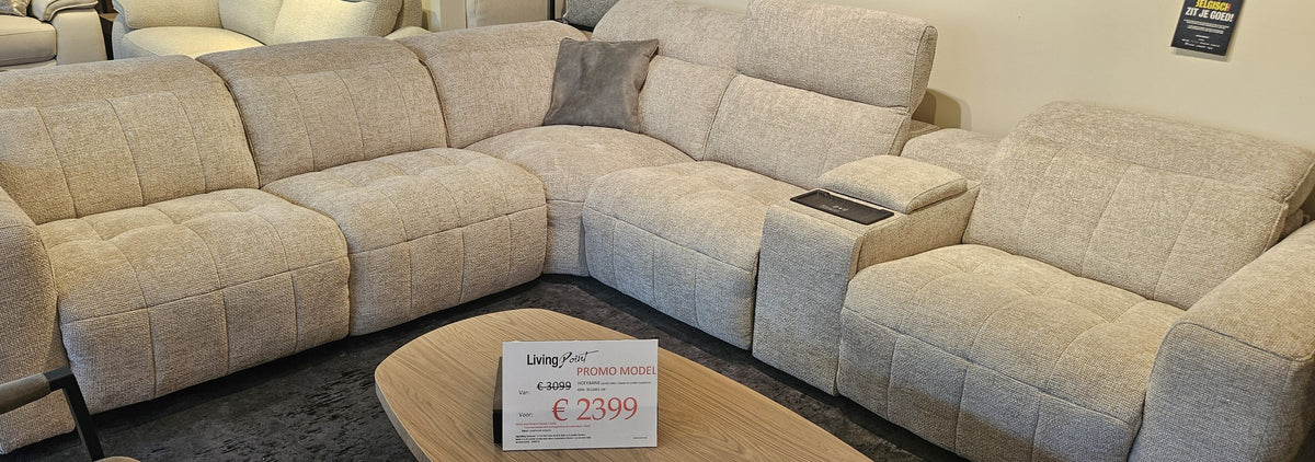 Hoekzetel met relax, cupholder en USB-oplaadpunt