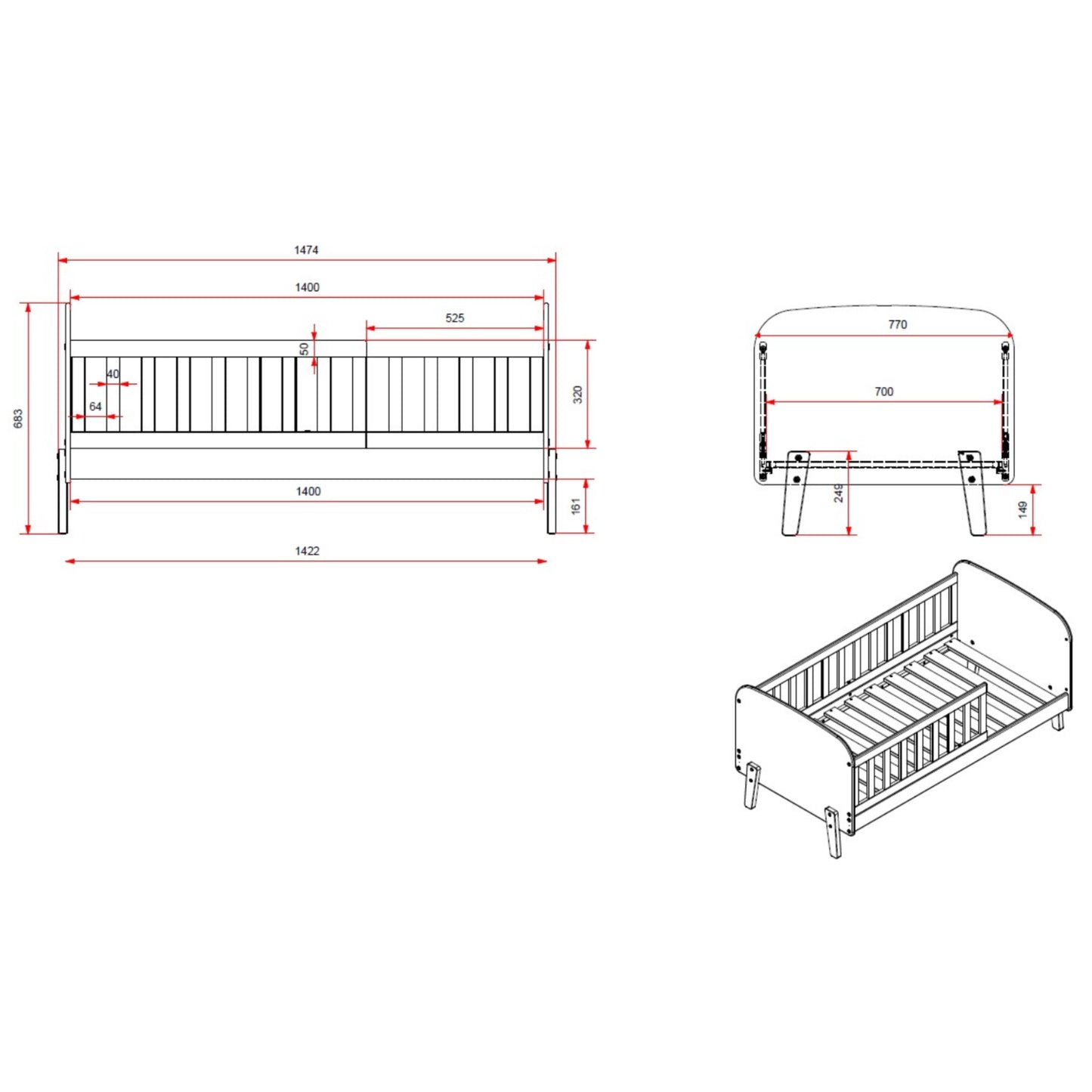 Peuterbed Veluna met bescherming