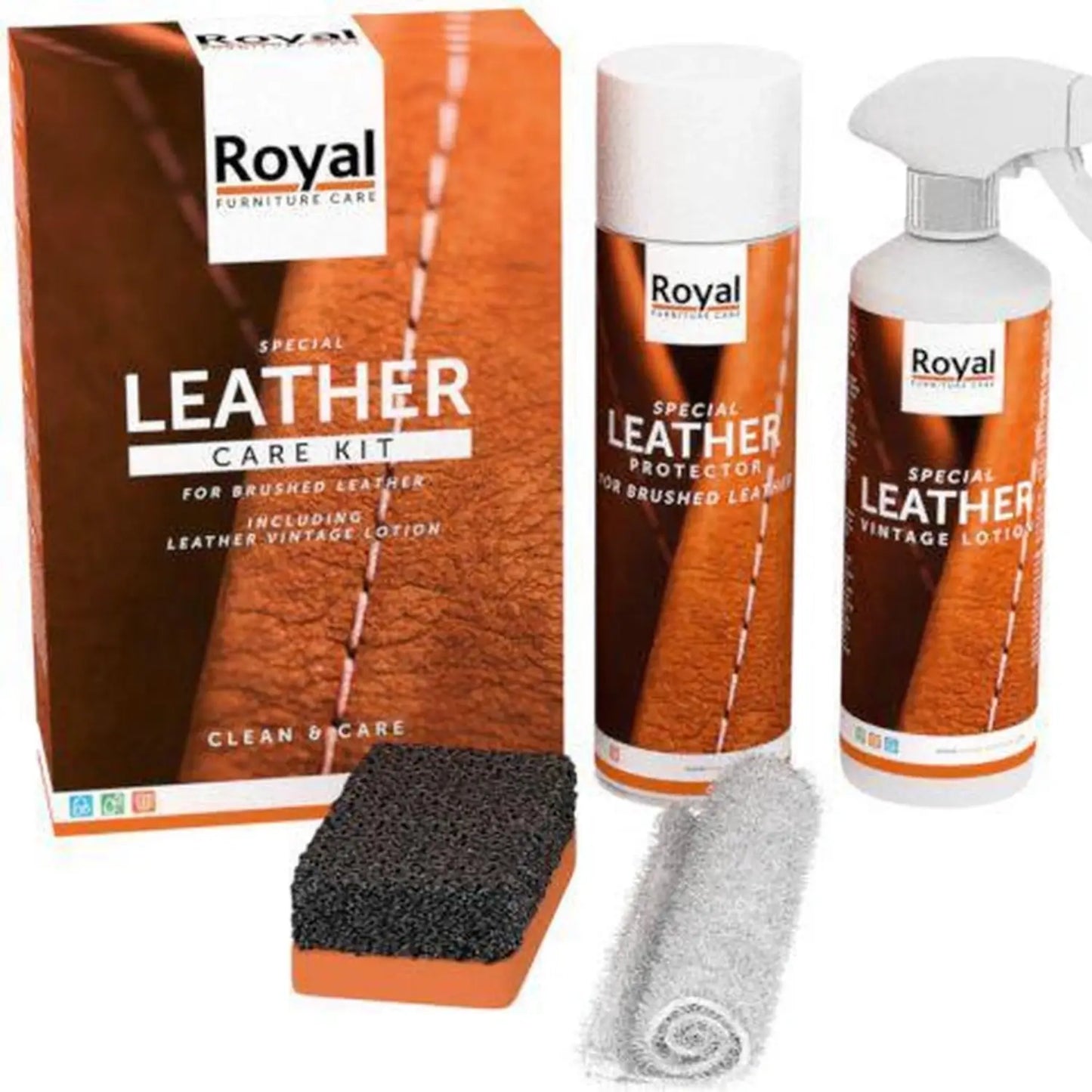 Leather care kit: brushed leather