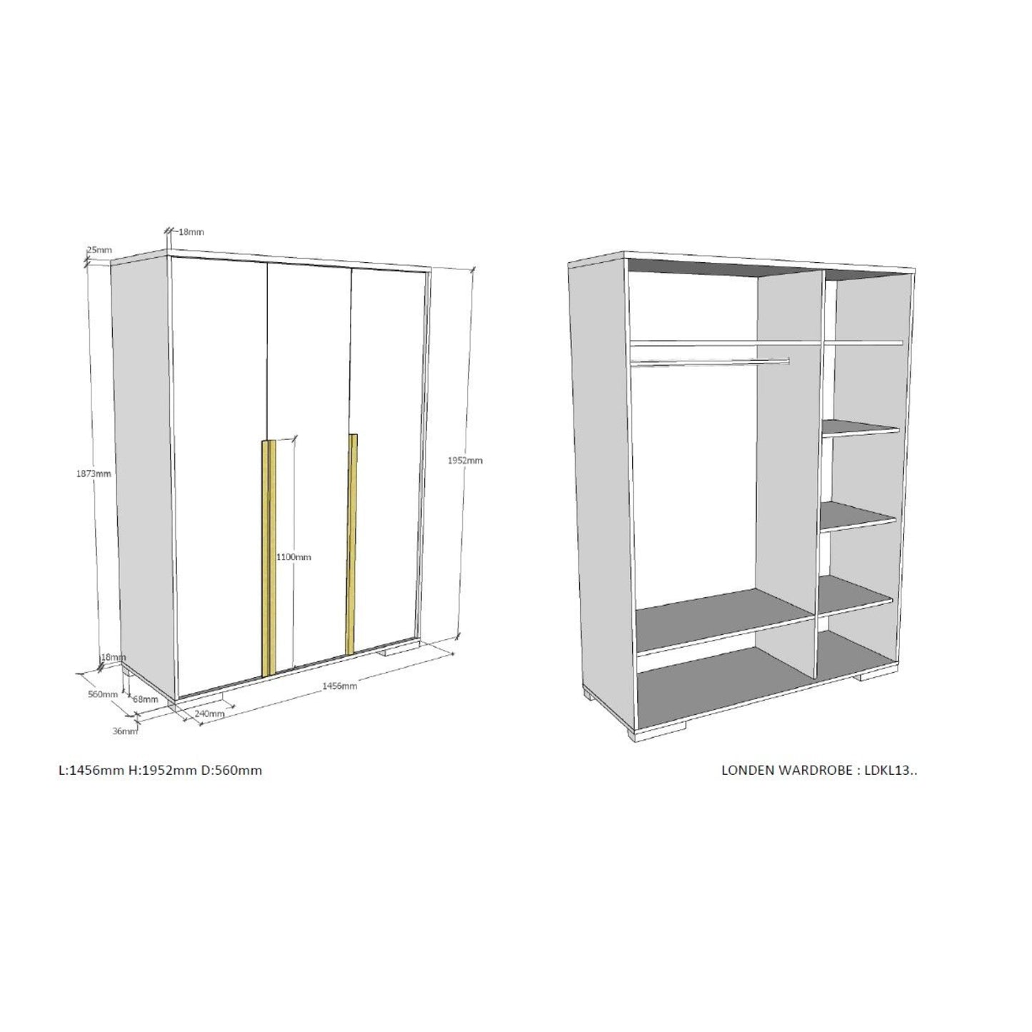 Kleerkast Bravina 3 deurs