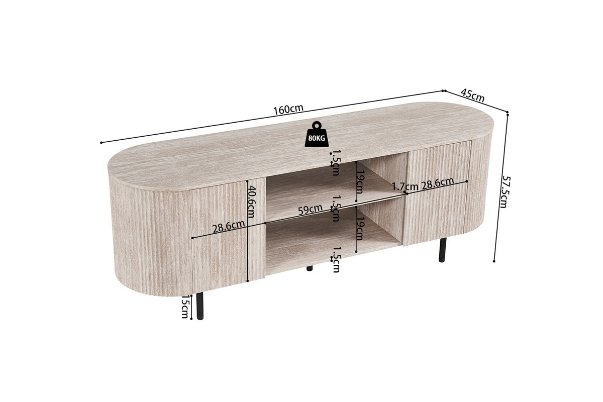 TV meubel 'Lagos' 160 cm Decor Travertin Beige (2c) - foto 7