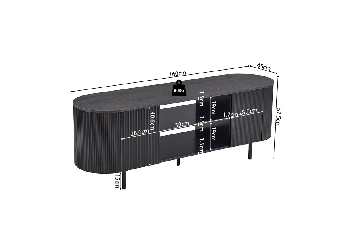 TV meubel 'Lagos' 160 cm Decor Donkerbruin (2c) - foto 6
