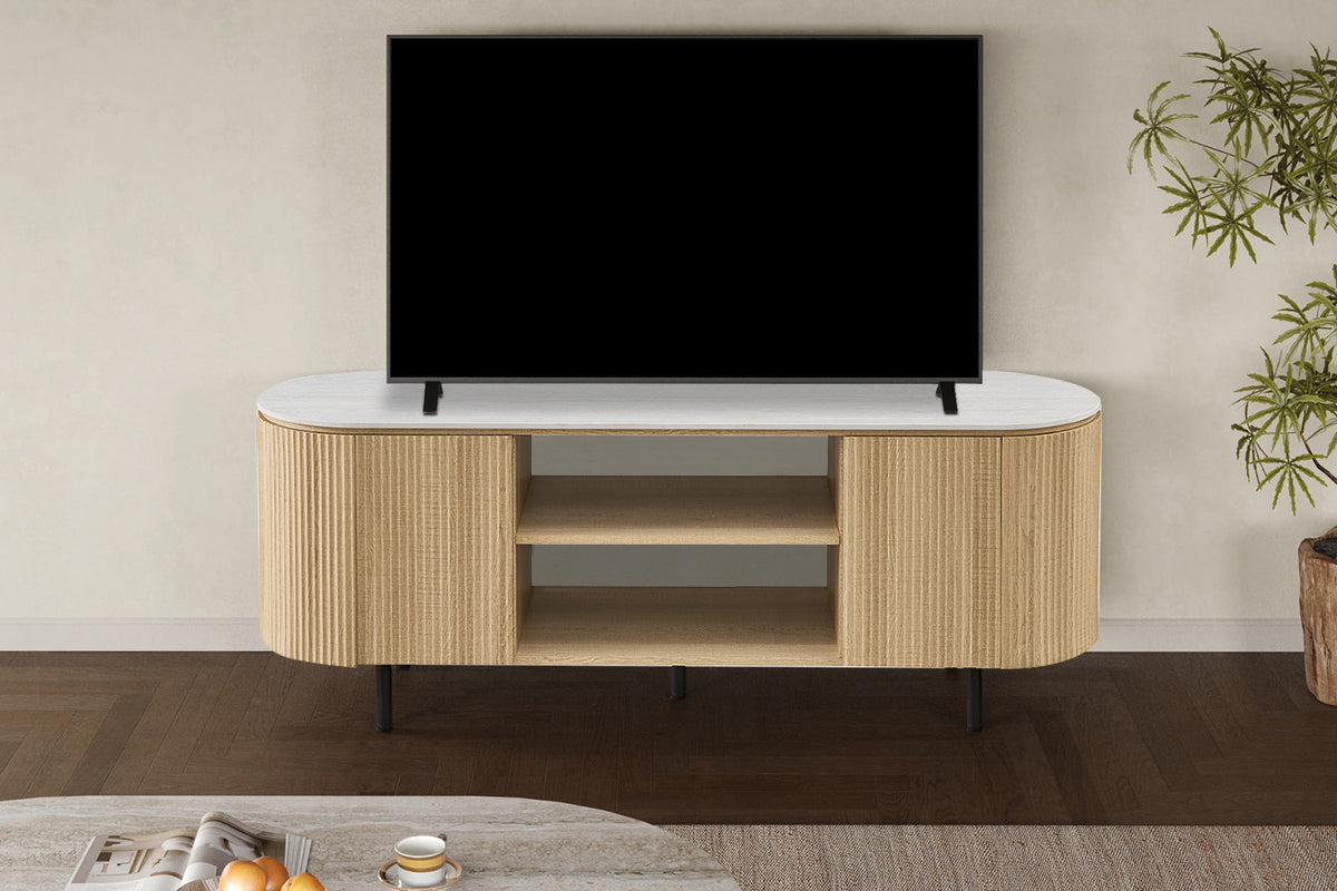 NEW - TV meubel 'Vigo' 160 cm Decor Naturel Eik Baroque Grijs (2c)
