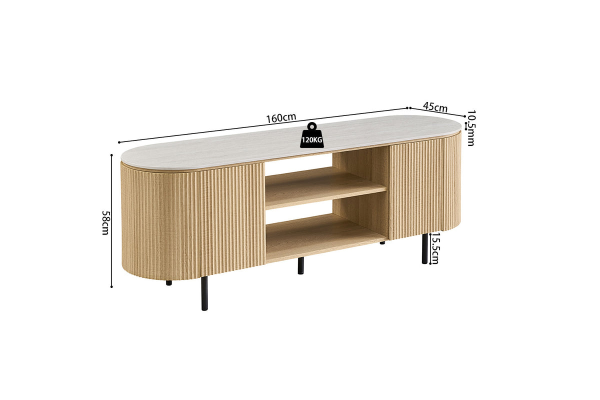 NEW - TV meubel 'Vigo' 160 cm Decor Naturel Eik Baroque Grijs (2c) - foto 7