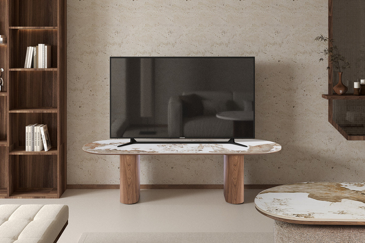 NEW - TV Meubel 'Evora'  Glanzend Steen Pandora (2c)