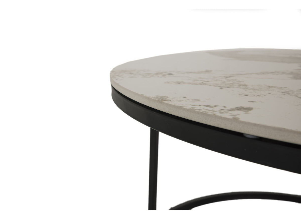 SET VAN 2 RONDE SALONTAFELS MARBLE