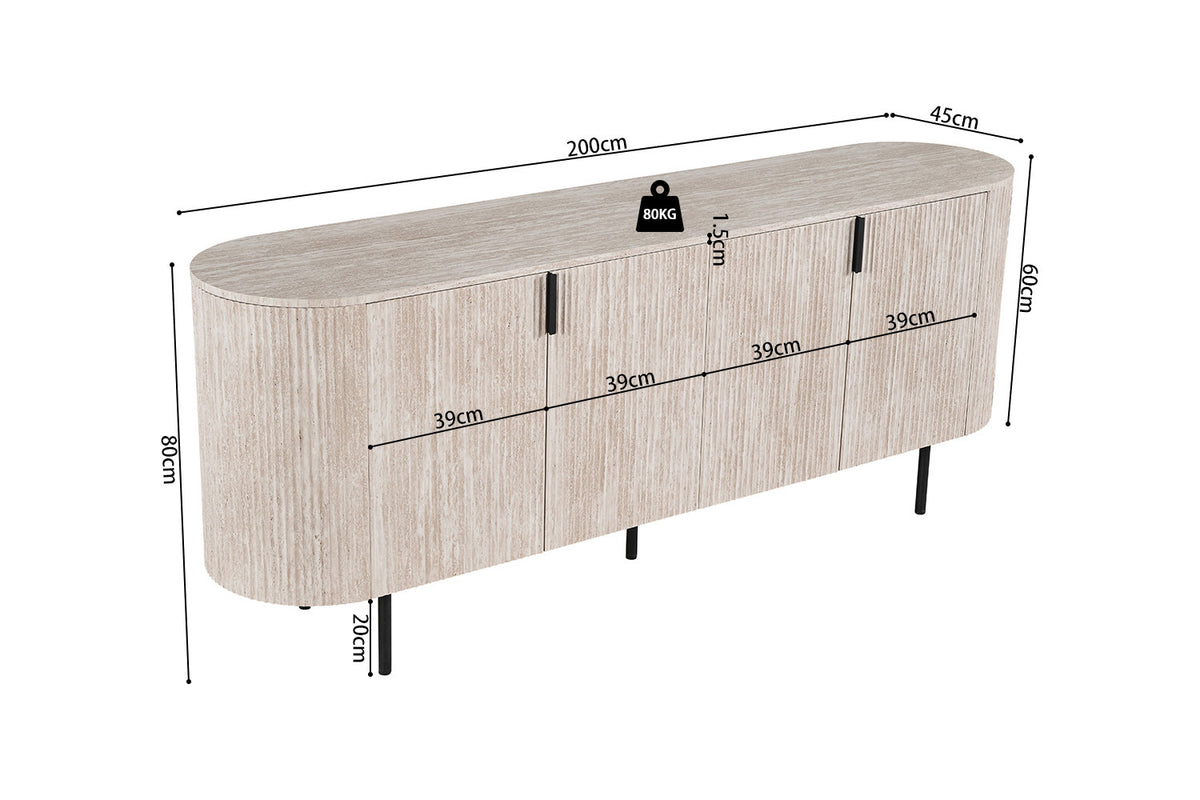 Dressoir 'Lagos' 200 cm Decor Travertin Beige (3c) - foto 10