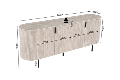 Dressoir 'Lagos' 200 cm Decor Travertin Beige (3c) - foto 10