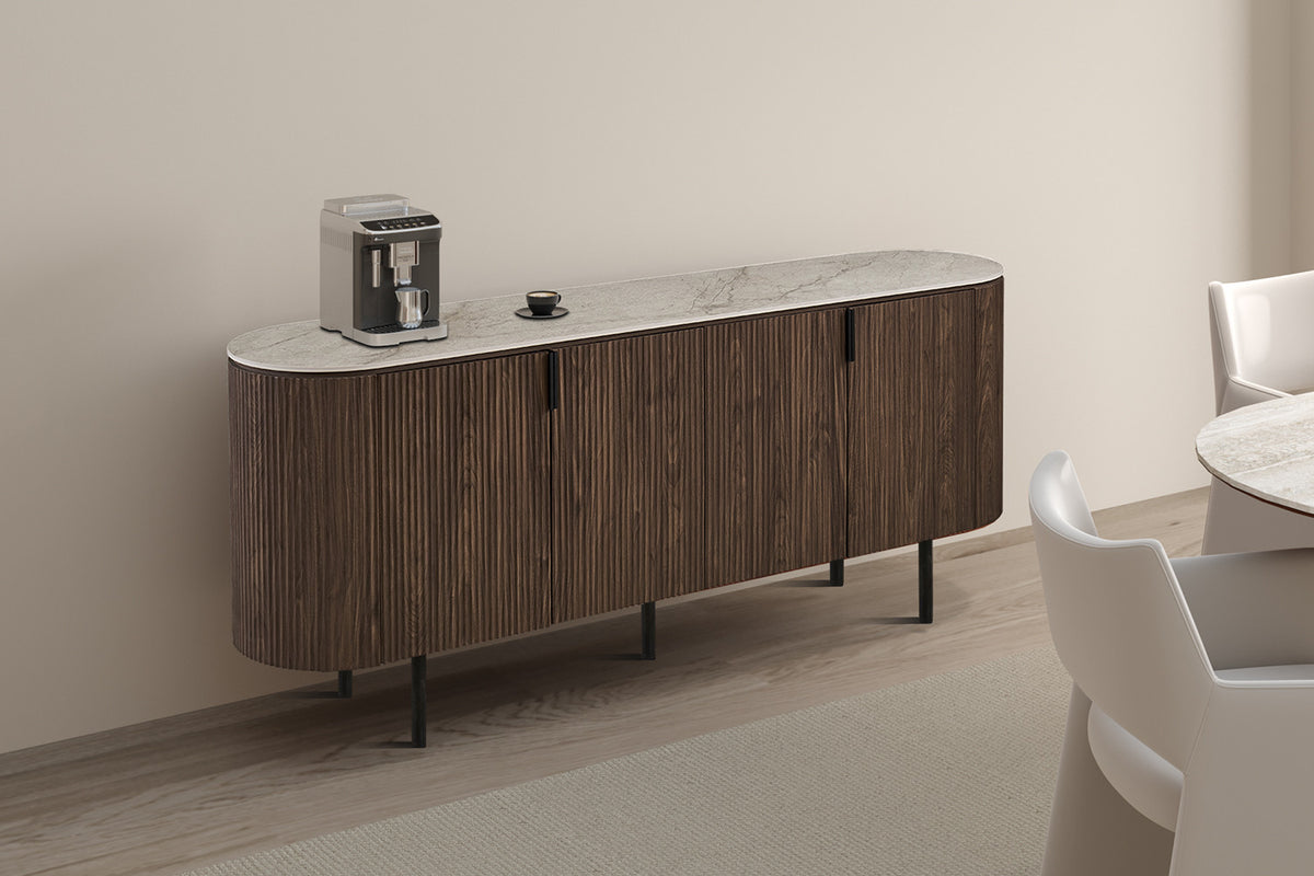 NEW - Dressoir 'Vigo' 200 cm Decor Donkere Eik Shakespear Beige (3c)