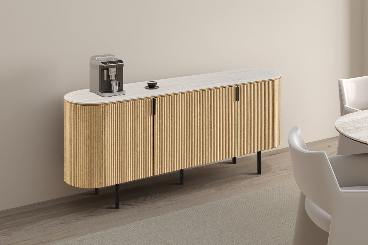 NEW - Dressoir 'Vigo' 200 cm Decor Eik Naturel Baroque Grijs (3c)