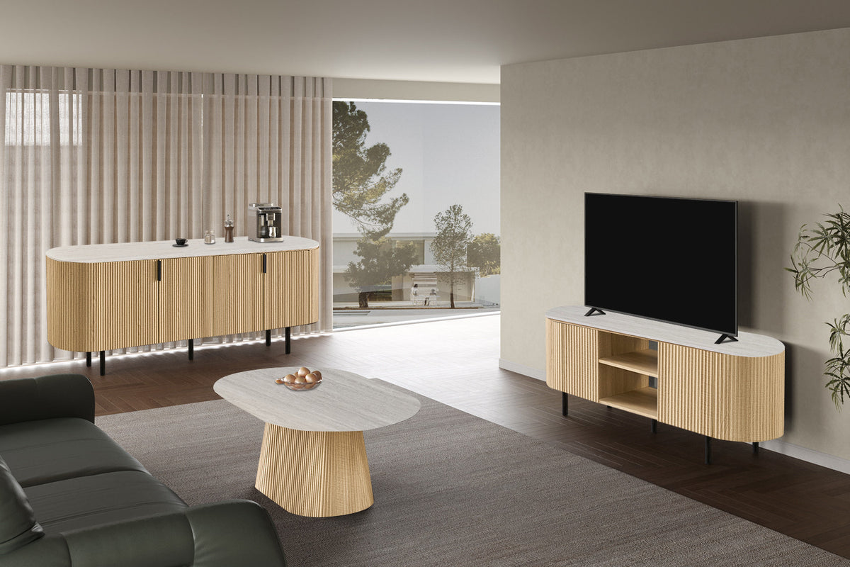 NEW - Dressoir 'Vigo' 200 cm Decor Eik Naturel Baroque Grijs (3c) - foto 3