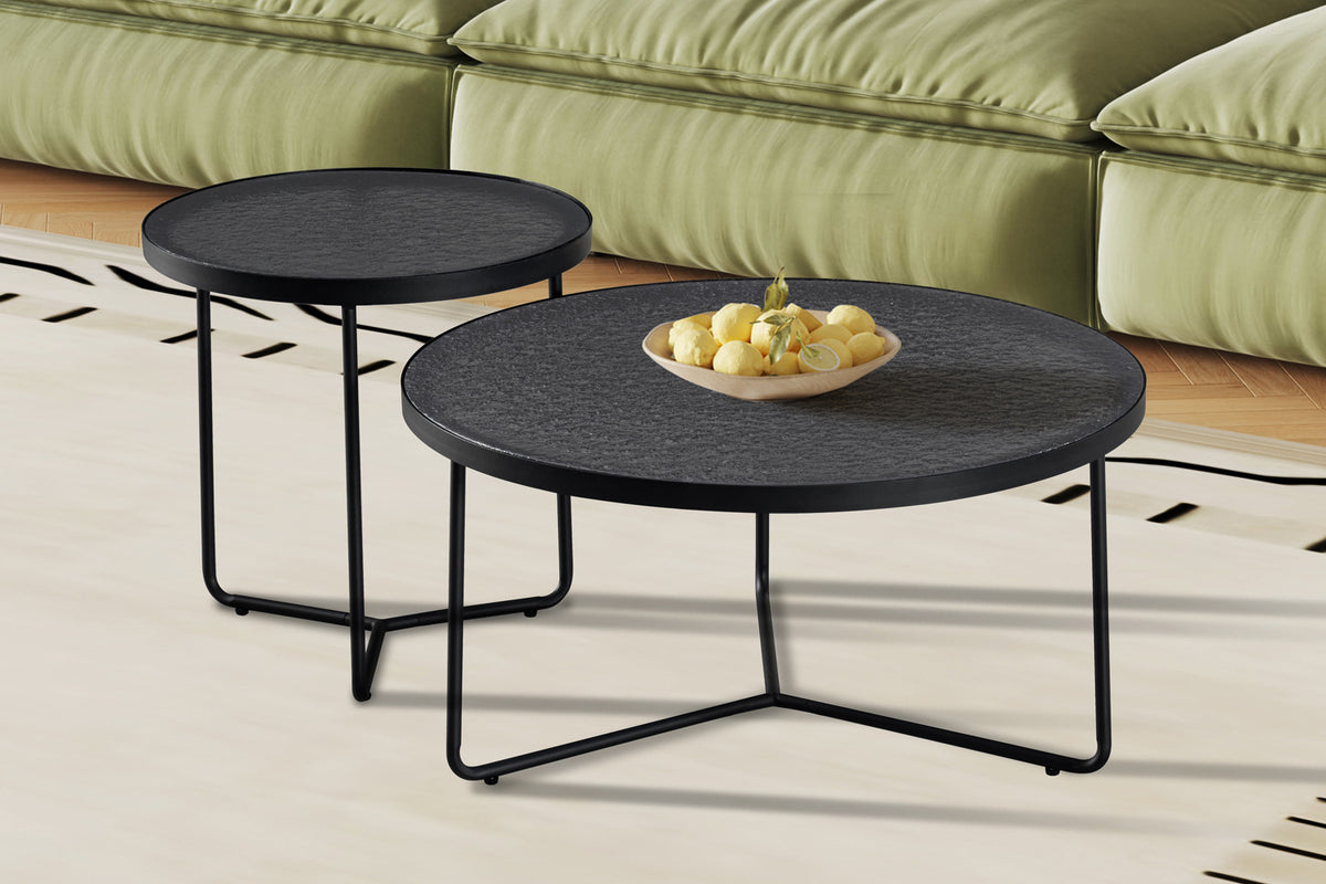 SALE - Set Salontafel 'Melia' Rond Grijs Glas (1c)