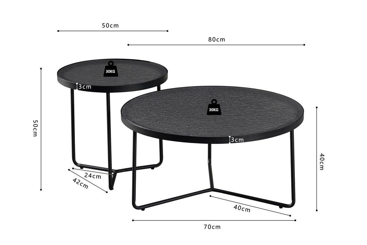 SALE - Set Salontafel 'Melia' Rond Grijs Glas (1c) - foto 8