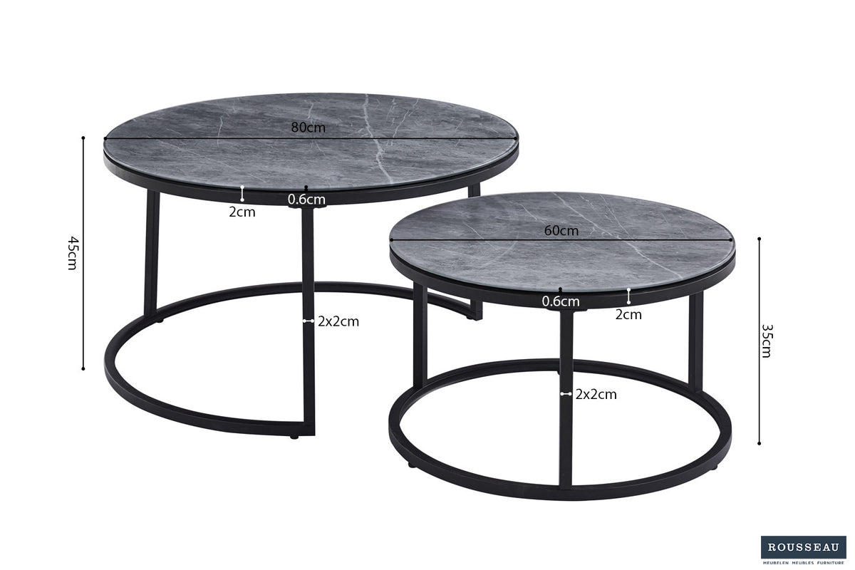 Salontafel 'Boston' Decor Glas Steen Grijs (1c) - foto 5