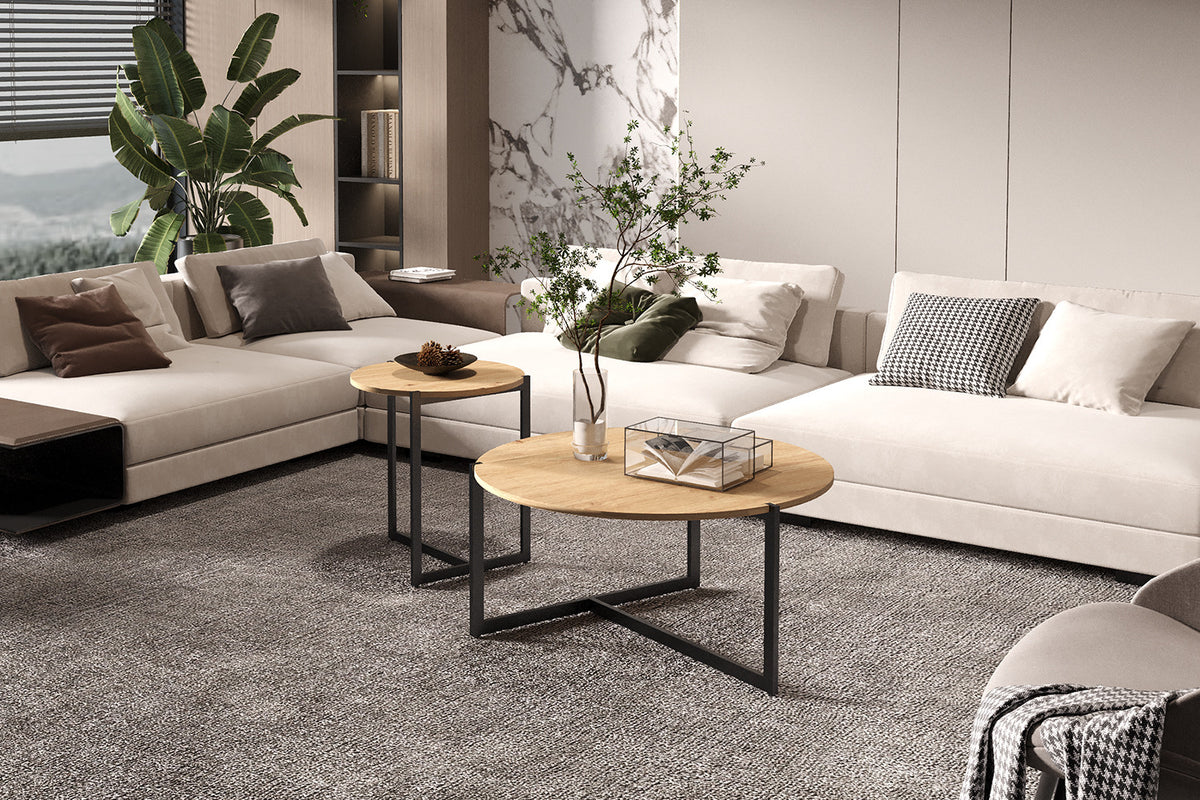 Set van 2 Salontafels 'Pola' Decor Oude eik (1c) - foto 2