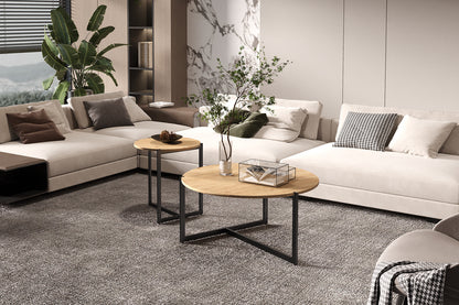 Set van 2 Salontafels 'Pola' Decor Oude eik (1c) - foto 2