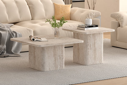 Set van 2 Salontafels 'Bobby' Decor travertin Beige (2c)