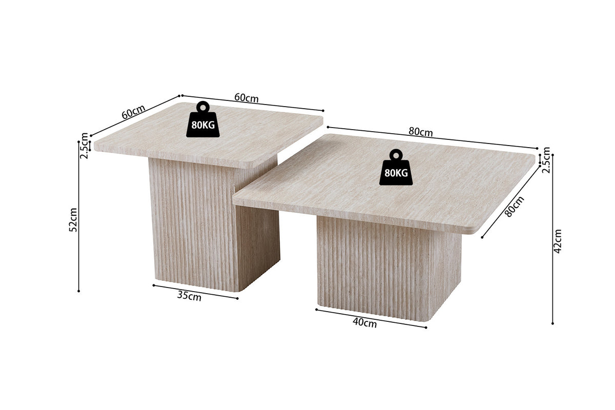 Set van 2 Salontafels 'Bobby' Decor travertin Beige (2c) - foto 10