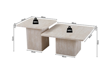 Set van 2 Salontafels 'Bobby' Decor travertin Beige (2c) - foto 10