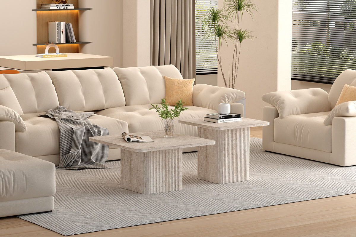 Set van 2 Salontafels 'Bobby' Decor travertin Beige (2c) - foto 2