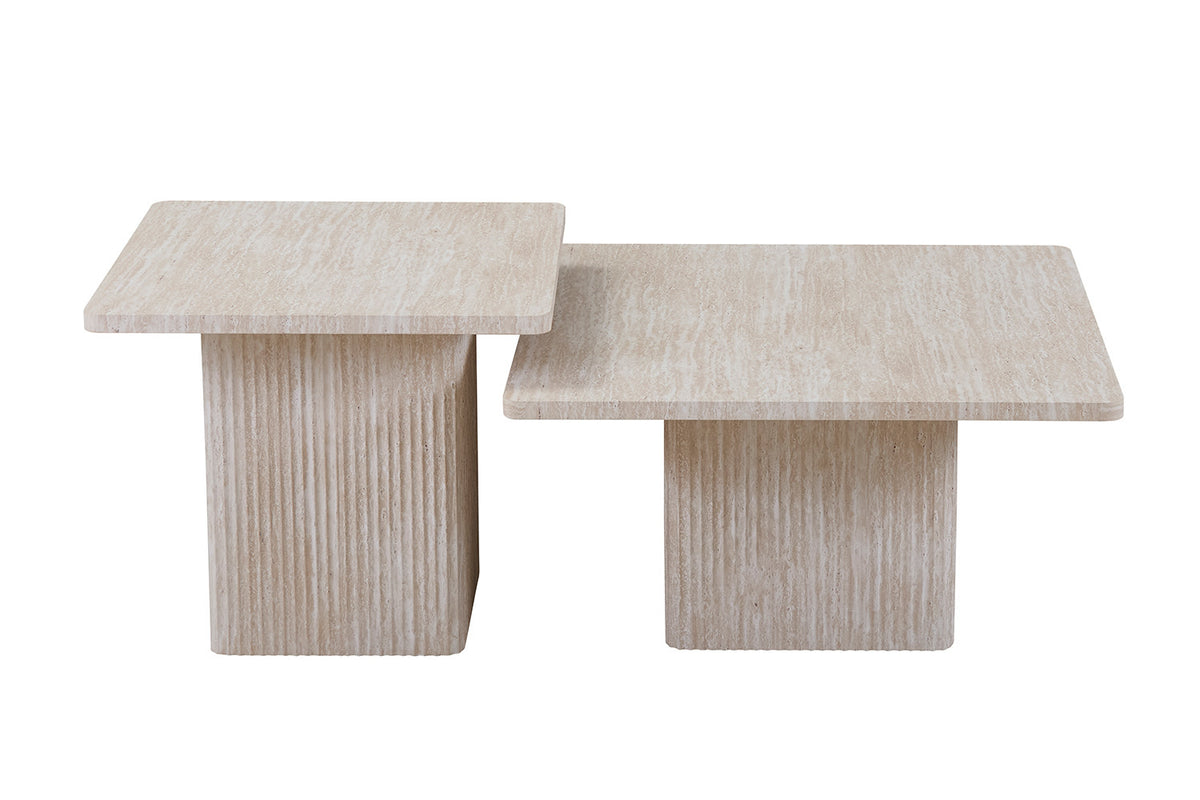 Set van 2 Salontafels 'Bobby' Decor travertin Beige (2c) - foto 3