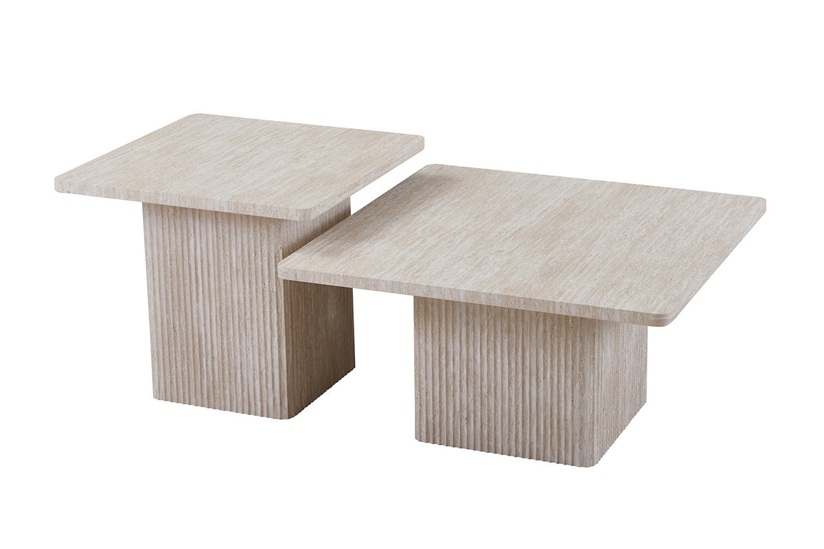 Set van 2 Salontafels 'Bobby' Decor travertin Beige (2c) - foto 4