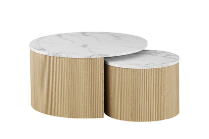 Set Salontafel 'Rowan' Rond Decor Marmer Beige (1c) - foto 2