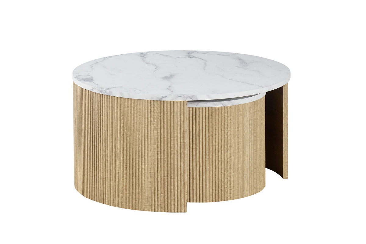 Set Salontafel 'Rowan' Rond Decor Marmer Beige (1c) - foto 3