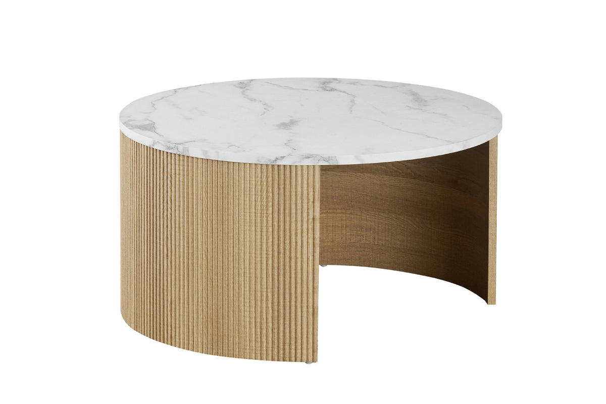 Set Salontafel 'Rowan' Rond Decor Marmer Beige (1c) - foto 4