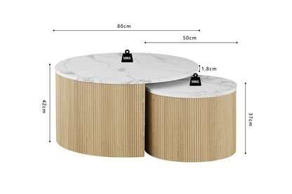 Set Salontafel 'Rowan' Rond Decor Marmer Beige (1c) - foto 7