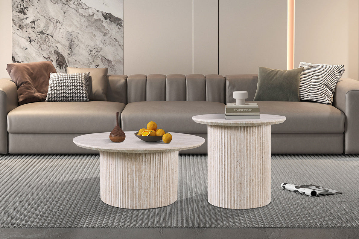 Salontafel 'Lagos' 80 cm Rond Decor Travertin Beige (2c) - foto 2