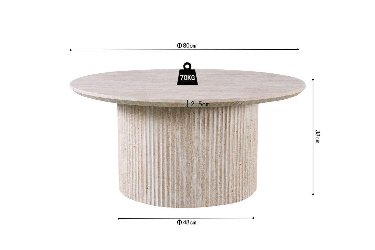 Salontafel 'Lagos' 80 cm Rond Decor Travertin Beige (2c) - foto 7