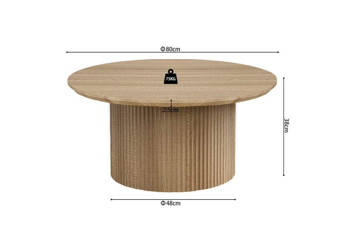 Salontafel 'Lagos' 80 cm Rond Decor Eik Naturel  (2c) - foto 7