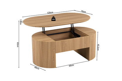 NEW - Salontafel 'Lagos' 120 cm Lift-top Decor Eik Naturel (2c) - foto 13
