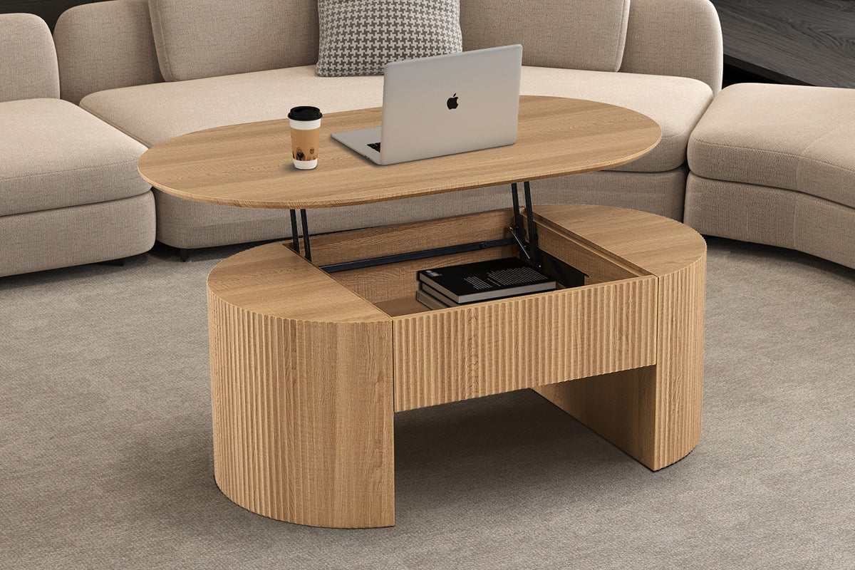 NEW - Salontafel 'Lagos' 120 cm Lift-top Decor Eik Naturel (2c) - foto 2