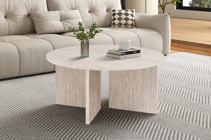 NEW - Salontafel 'Drasir' Rond Decor Travertin Beige (1c)