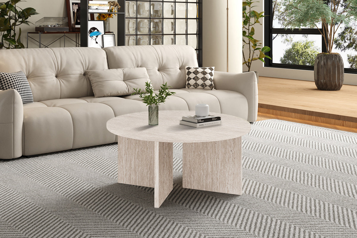 NEW - Salontafel 'Drasir' Rond Decor Travertin Beige (1c) - foto 2