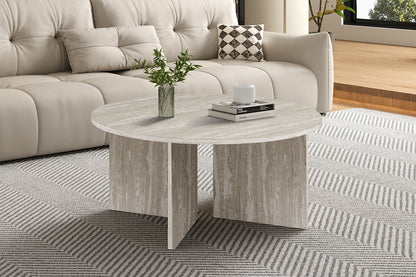 NEW - Salontafel 'Drasir' Rond Decor Travertin Grijs (1c)